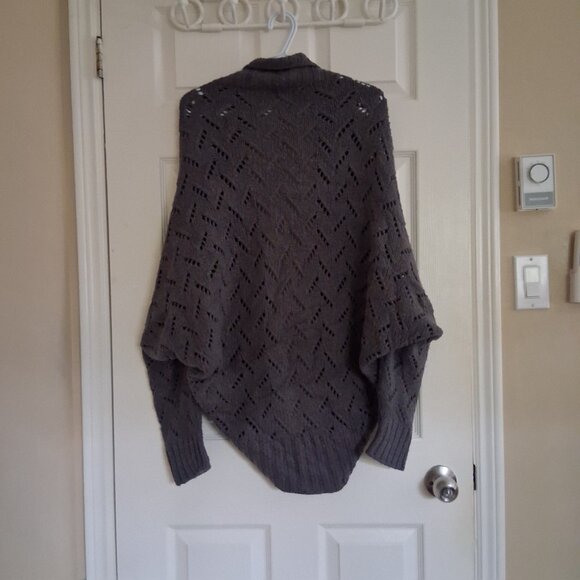 Peruvian Connection Women's M/L Gray Knit Wool Alpaca Blend Cocoon Open Sweater - Picture 3 of 10